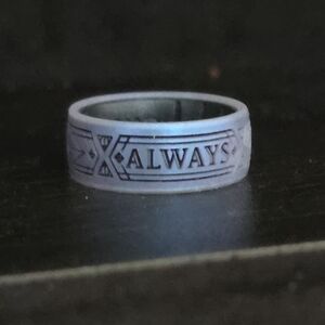 Enso 'Always' Harry Potter Silicone Ring Size 7 Moonstone/Black Pearl